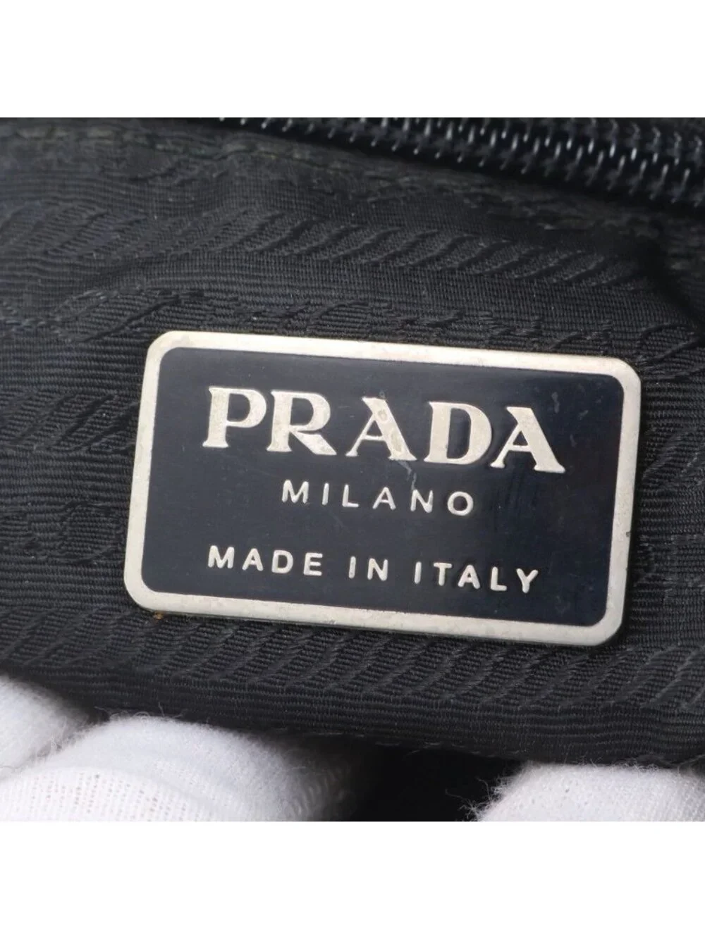 Prada Tessuto Nylon Triangle Logo Leather Shoulder Bag Crossbody Messenger Black